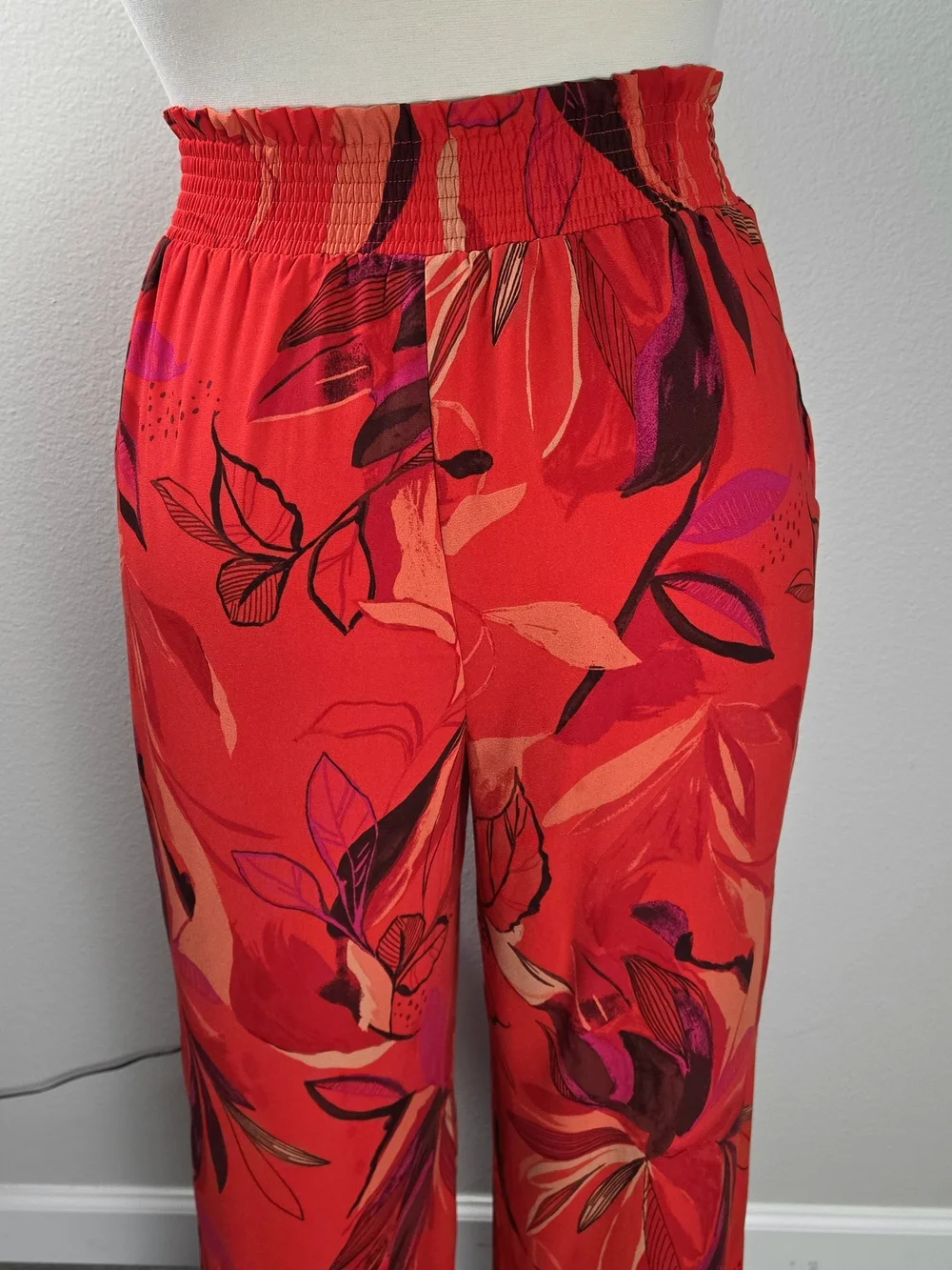 a new day Red Floral Wide-Leg Pants with Pink & Coral Accents
